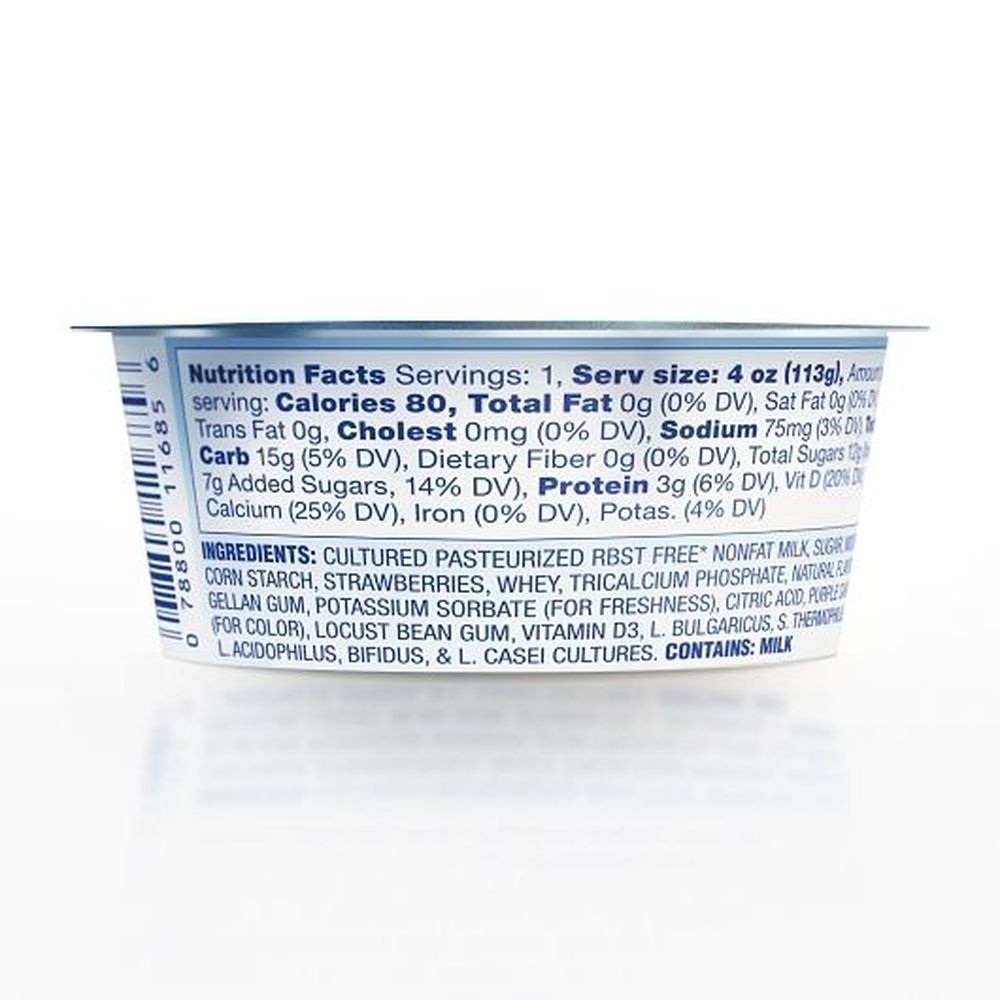 Upstate Farms Nonfat Sweet Strawberry Yogurt, 4 Ounce - 48 per case