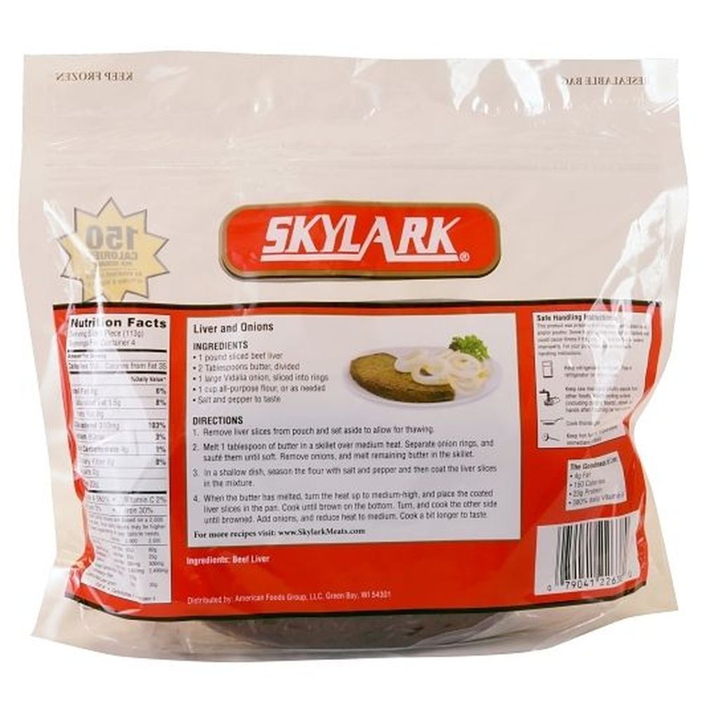 Skylark Bagged Sliced Beef Liver, 1 Pound -- 16 Per Case