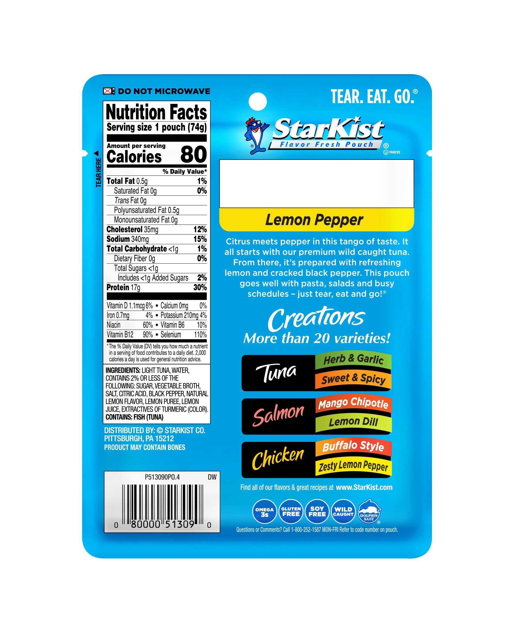 Starkist Tuna Creations Lemon Pepper Tuna, 2.6 Ounce -- 24 per case.