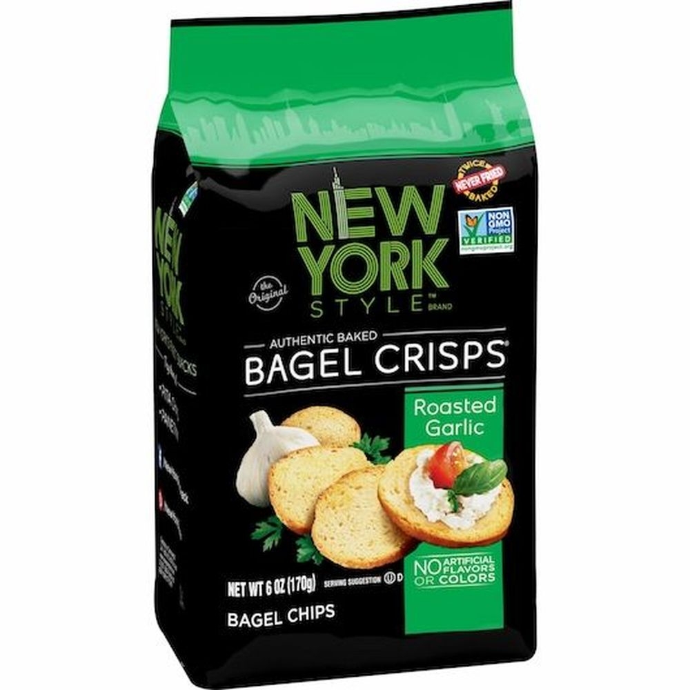 New York Style Roasted Garlic Bagel Crisps, 6 Ounce Bag -- 6 per case