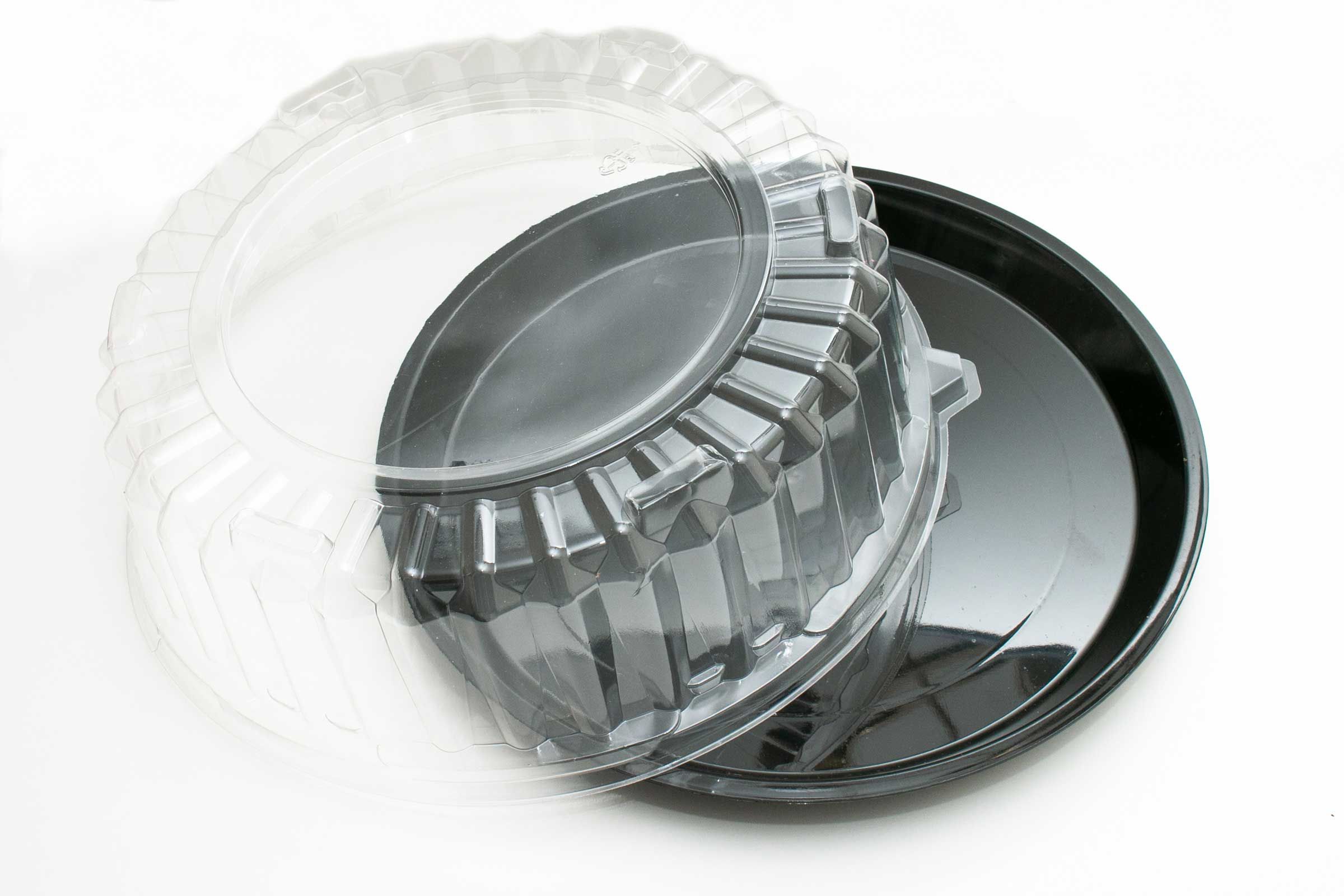 Fineline Settings Black Round Cater Tray With Deep Dome Combo, 12 Inch -- 25 Per Case