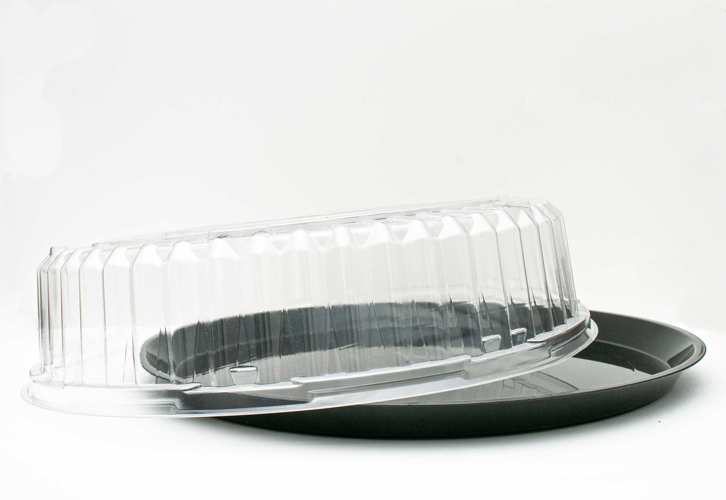 Fineline Settings Black Round Cater Tray With Deep Dome Combo, 16 Inch -- 25 Per Case