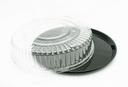 Fineline Settings Black Round Cater Tray Combo with Clear Lid, 18 inch -- 25 per case