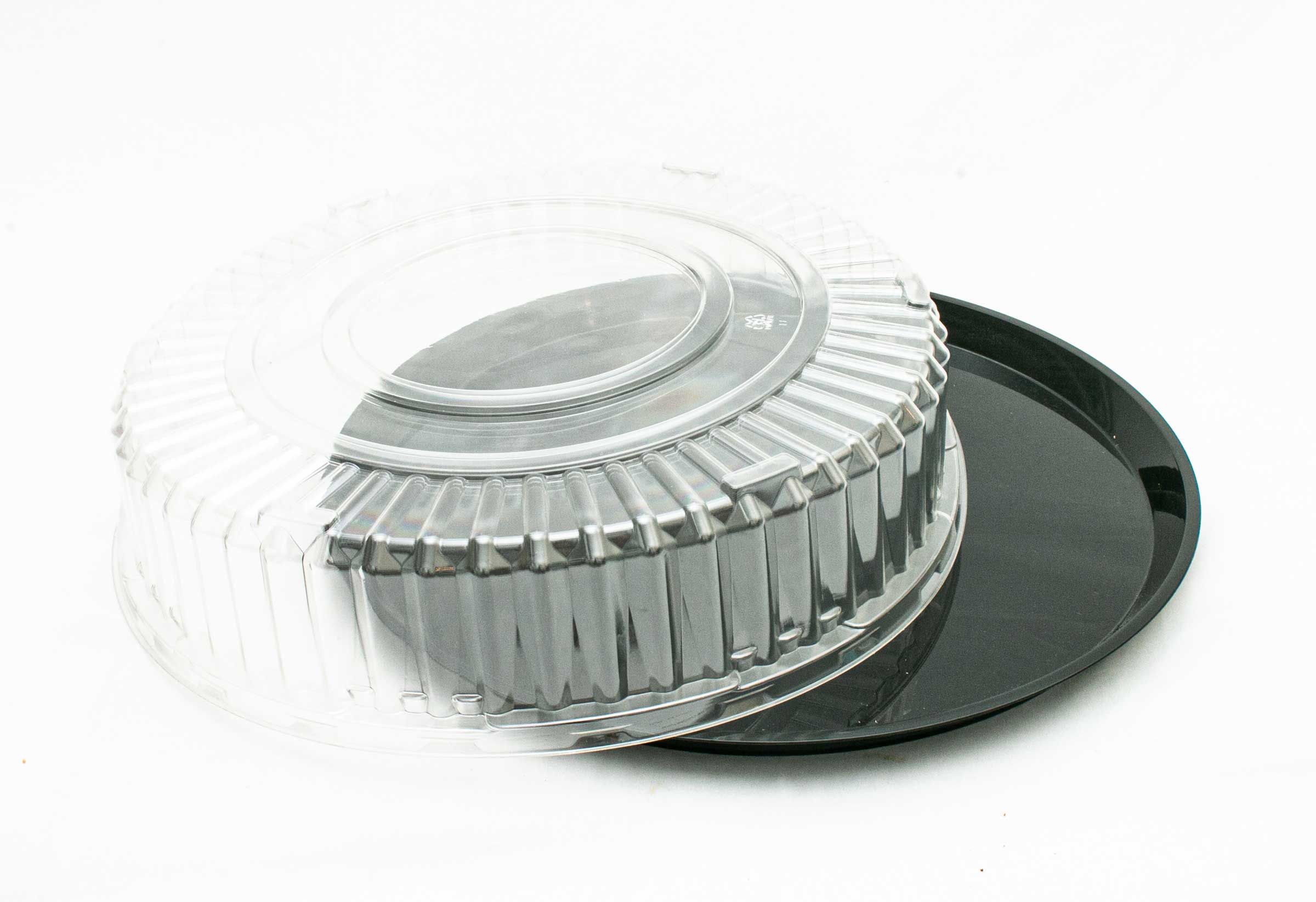 Fineline Settings Black Round Cater Tray Combo With Clear Lid, 18 Inch -- 25 Per Case