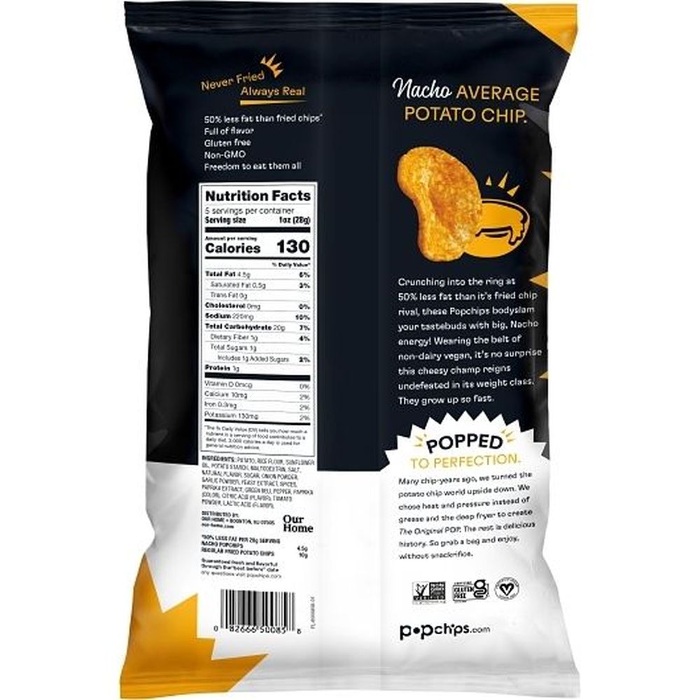 Popchips Nacho Potato Chips, 5 Ounce -- 12 per case