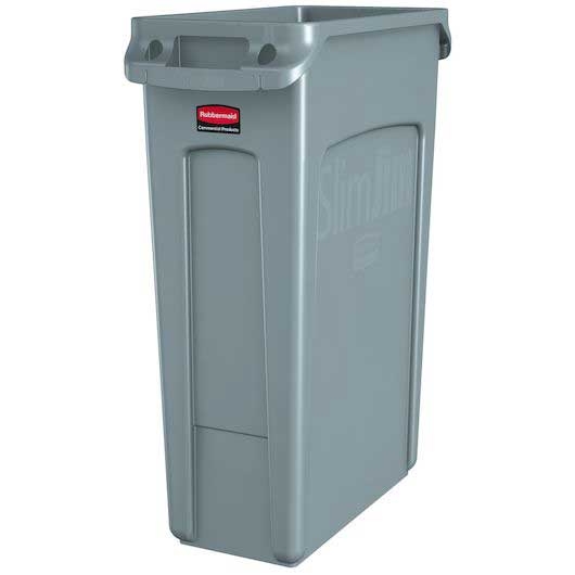 Rubbermaid Slim Jim Gray Recycling Container with Venting Channels -- 4 per case
