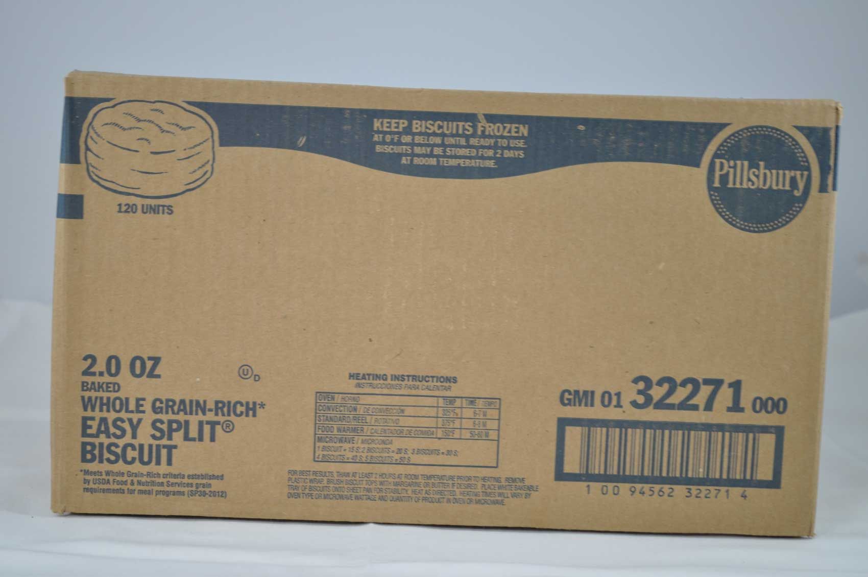 Pillsbury Zt Baked Biscuits, Whole Grain, Easy Split, 2 Ounce -- 120 Per Case