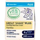 Hormel Healthlabs Great Shake Plus Junior Vanilla Soy Beverage, 4 Ounce -- 50 per case.