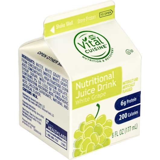 Hormel Vital Cuisine Nutritious Juice Drinks, White Grape, 6 Ounce -- 50 per case
