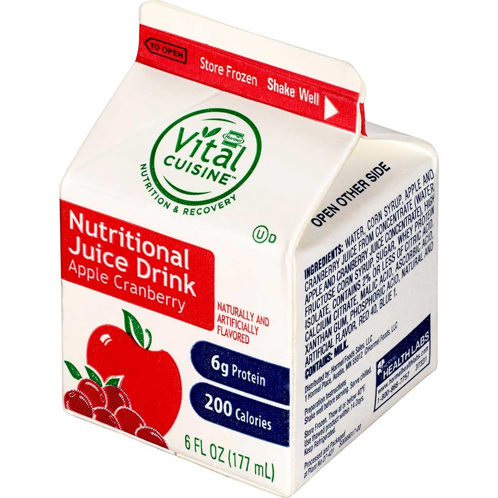 Hormel Vital Cuisine Nutritious Juice Drinks , Apple Cranberry, 6 Ounce -- 50 per case