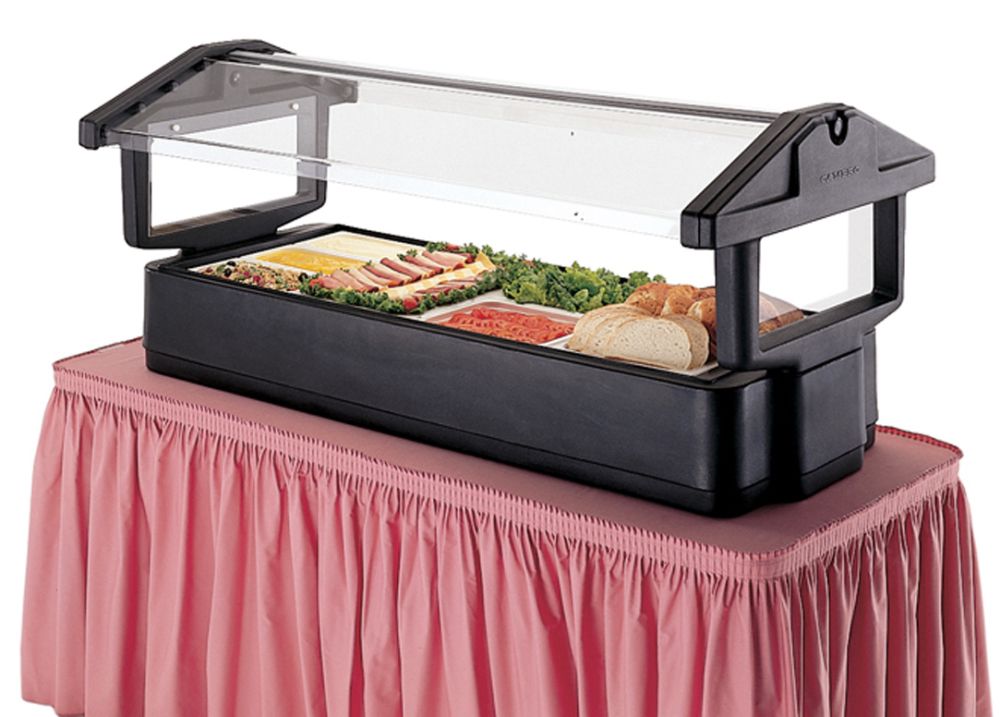 Cambro Black 4 Feet Table Top Food Bar - Holds 3 Full Size Pan, 51 X 33 1/4 X 27 Inch