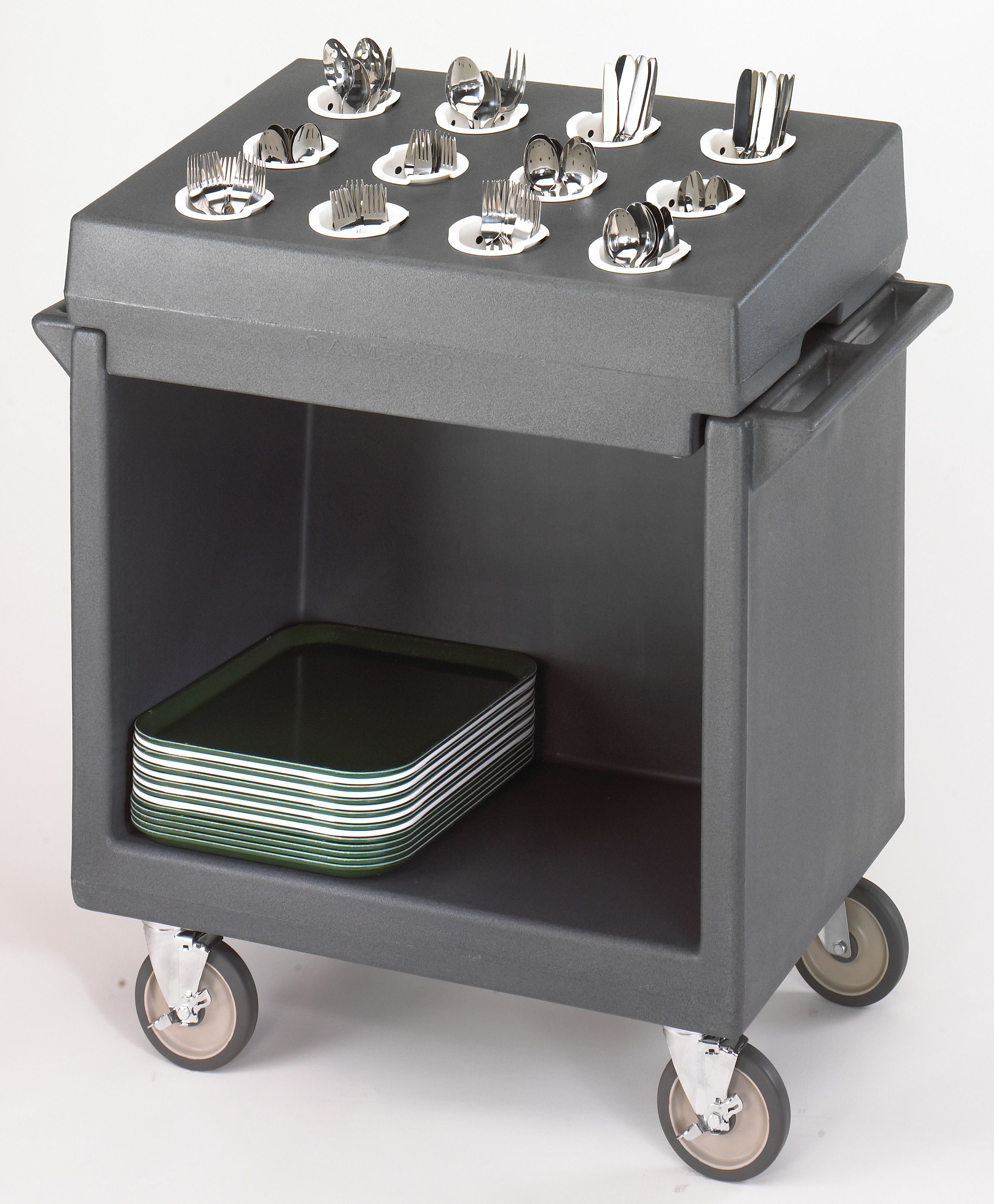 Cambro Granite Gray Cart And Cutlery Rack Combination, 38 1/8 X 22 3/4 X 41 1/4 Inch