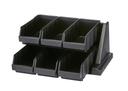 Cambro Versa Organizers Rack with 6 Bins, Black, 20 1/8 x 17 1/4 x 9 1/4 inch.