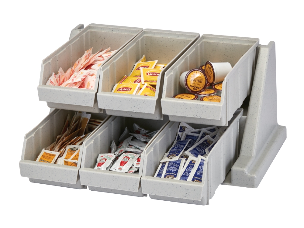 Cambro Versa Organizers Rack with 6 Bins, Speckled Gray, 20 1/8 x 17 1/4 x 9 1/4 inch.