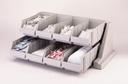Cambro Organizers Rack With 8 Bins, Speckled Gray, 25 1/8 x 17 1/4 x 9 1/4 inch.