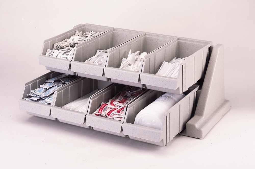 Cambro Organizers Rack With 8 Bins, Speckled Gray, 25 1/8 x 17 1/4 x 9 1/4 inch.