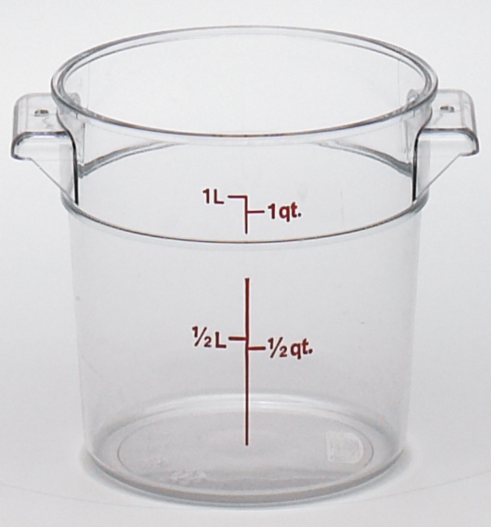 Clear Container Round Cleach.R 1 Quart -- 12 per case
