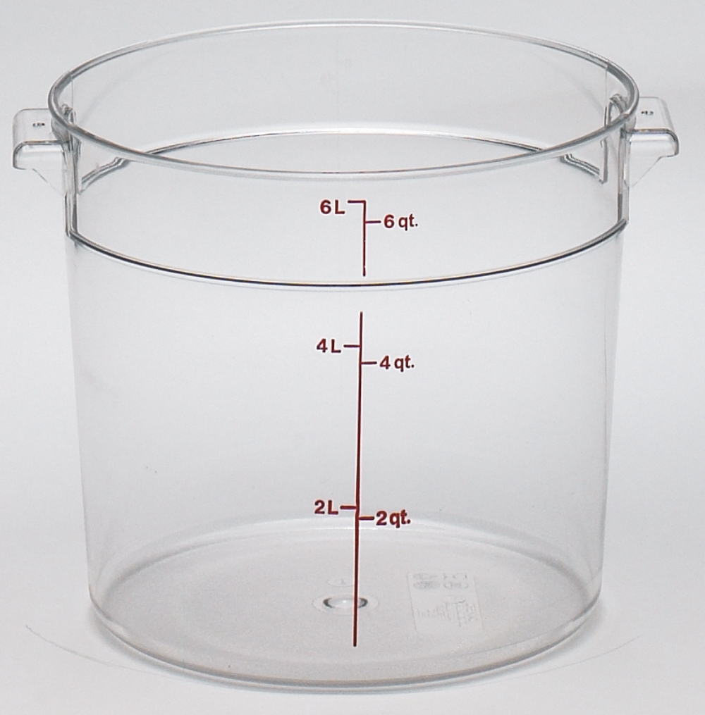 Clear Round Plastic Container, 6 Quart -- 12 per case