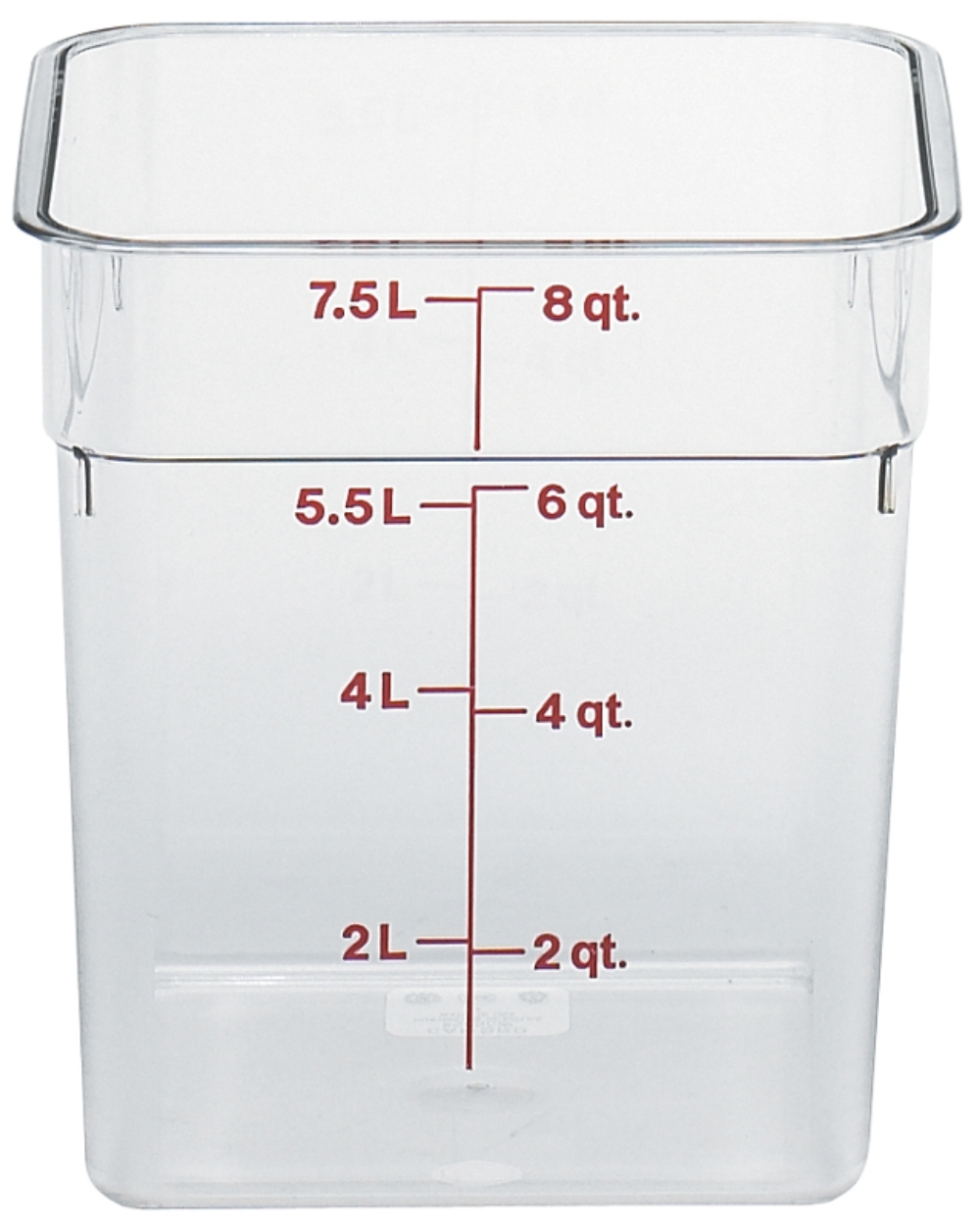 Clear 8. Qt. Square Plastic Container -- 6 per case