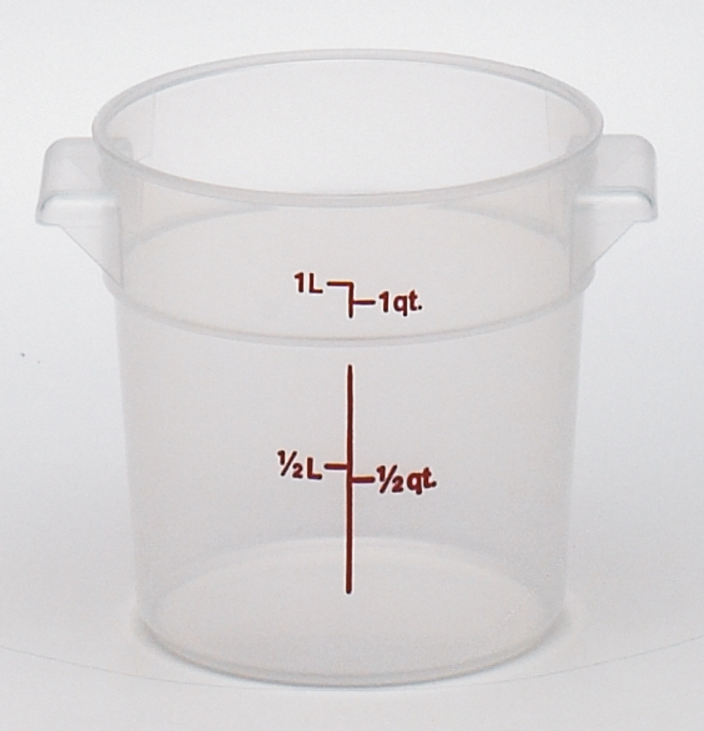 Translucent Cambro Round Storage Container, 6 1/16 x 6 1/16 x 5 inch -- 12 per case.