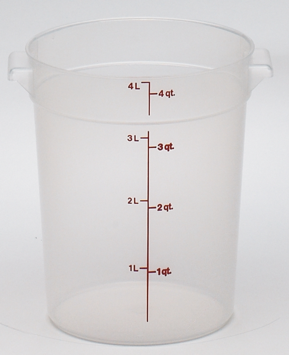 Translucent Round Plastic Container, 4 Quart -- 12 per case