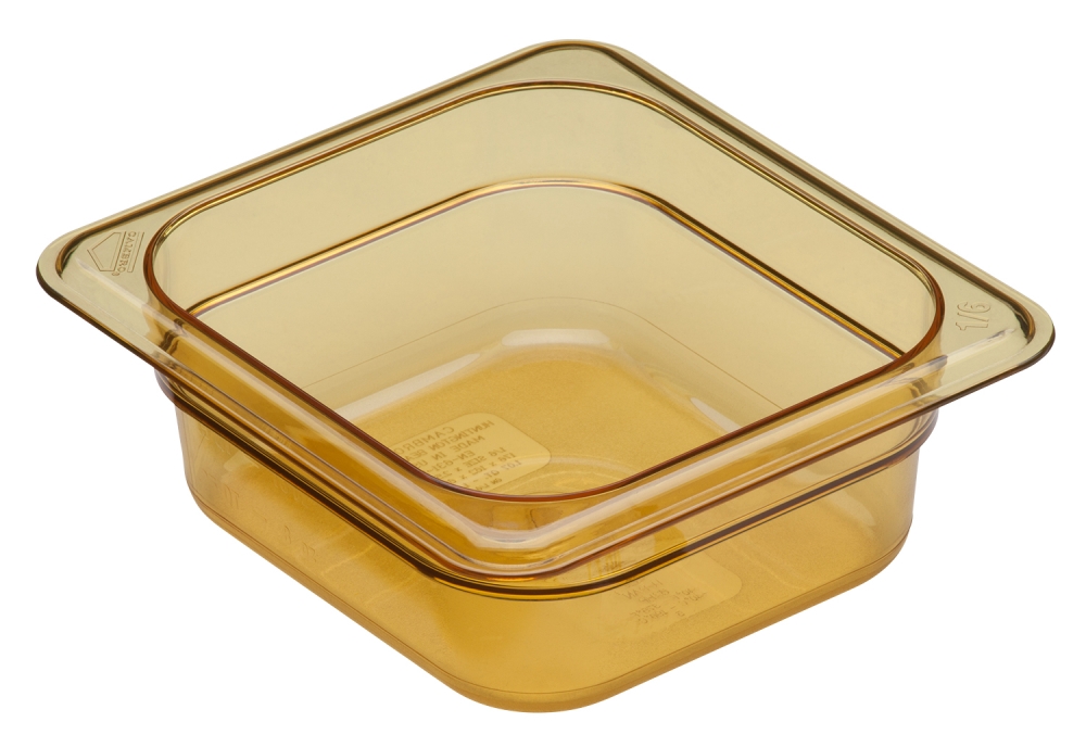 Amber Cambro Sixth Size High Heat Food H-Pan, 6 3/8 x 6 15/16 inch -- 6 per case.