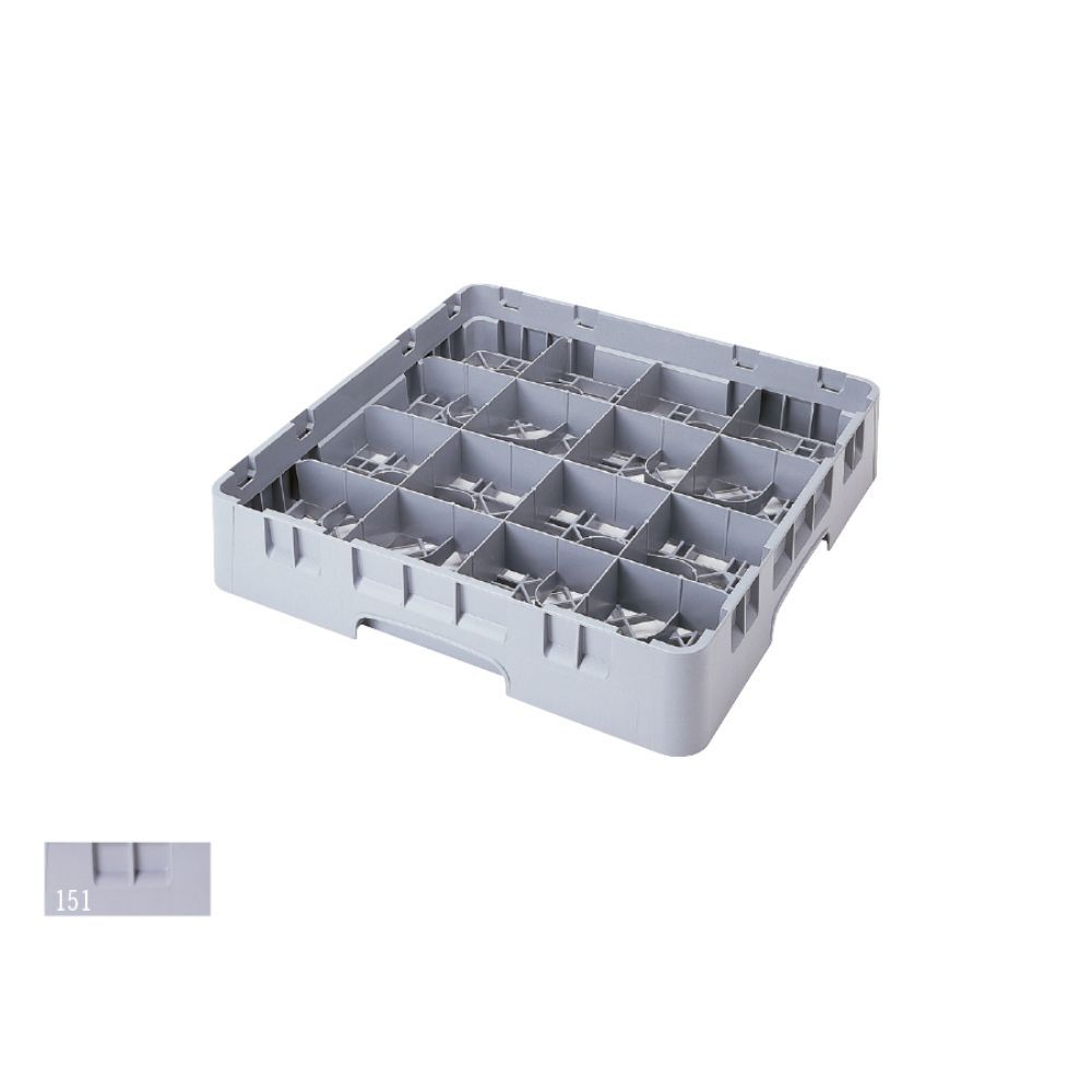 Cambro Camrack Soft Gray Plastic Full Size 16 Compartment Cup Rack For 4 3/8 X 4 1/4 Inch Cup, 19 3/4 X 19 3/4 X 5 5/8 Inch -- 5 Per Case