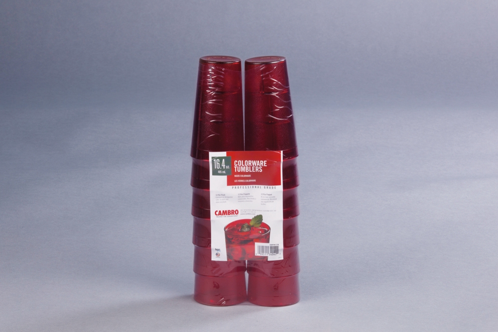 Cambro Colorwear Tumbler, Ruby Red, 16 Ounce - 12 per pack -- 6 packs per case.