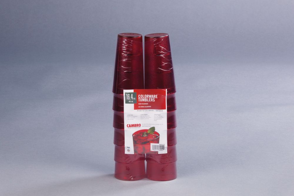 Cambro Colorware Ruby Red 16 Ounce Tumbler, 12 Count -- 6 Per Case