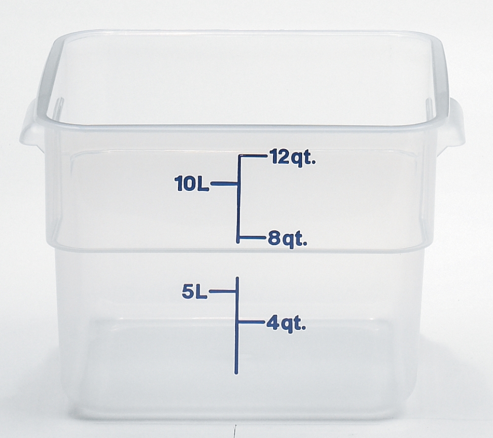 Cambro Camsquares Classic Translucent Polypropylene Food Storage Container With Midnight Blue Graduation, 12 Quart Capacity -- 6 Per Case