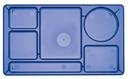Camwear 2 x 2 Six Compartment Polycarbonate School Tray, Translucent Blue, 8 3/4 x 15 inch -- 24 per case.