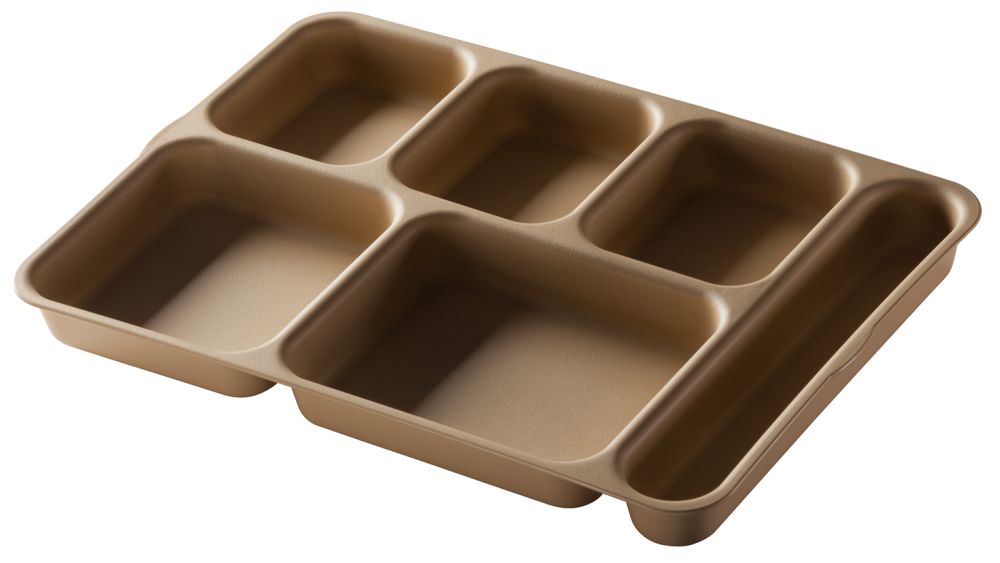 Cambro Separator Tan Co-polymer 6 Compartment Serving Tray, 9 15?16 X 13 15?16 X 1 7?16 Inch -- 24 Per Case
