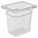 Cambro Camwear Polycarbonate Clear Eighth Size Food Pan, 6 inch -- 6 per case.