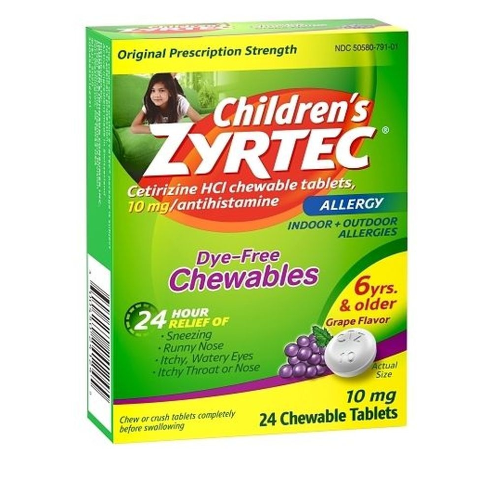 Zyrtec Allergy Medicine Chewable Tablets, 24 count -- 24 per case