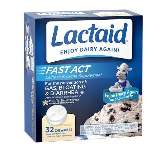 Lactaid Fast Act Lactase Enzyme Supplement Chewable Tablets - 32 count per pack -- 24 packs per case