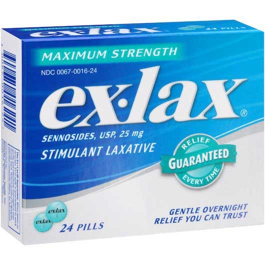 Ex Lax Maximum Strength Stimulant Laxative Constipation Relief Pills - 24 count per pack -- 24 packs per case