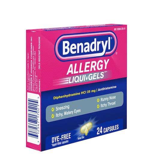 Benadryl Allergy Liqui Gel Dye Free Antihistamine 25 Mg Capsules, 24 Count -- 24 Per Case