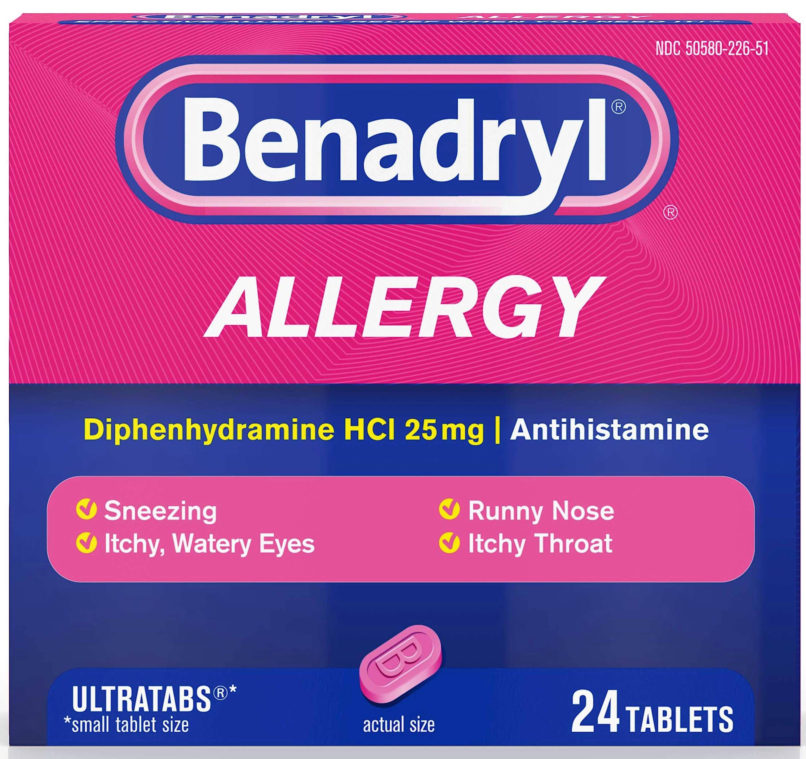 Pfizer Benadryl Allergy Ultratab Tablet, 24 per unit -- 24 boxes per case