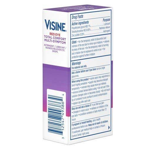 Visine Red Eye Total Comfort All In One Relief Eye Drops, 0.5 Fluid Ounce -- 36 per case