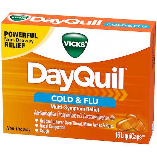 Vicks Dayquil Cold and Flu Relief Liquicaps - 16 count per pack -- 24 packs per case