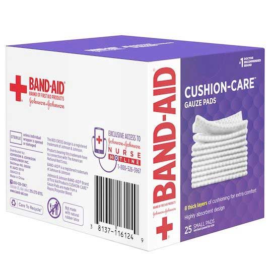 Johnson's And Johnson's Band-aid Cushion Care Small Gauze Pad, 2 X 2 Inch, 25 Count -- 24 Per Case