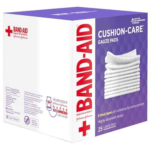 Johnson and Johnson Band-Aid Large Gauze Pad, 4 x 4 inch - 25 count per pack -- 24 packs per case