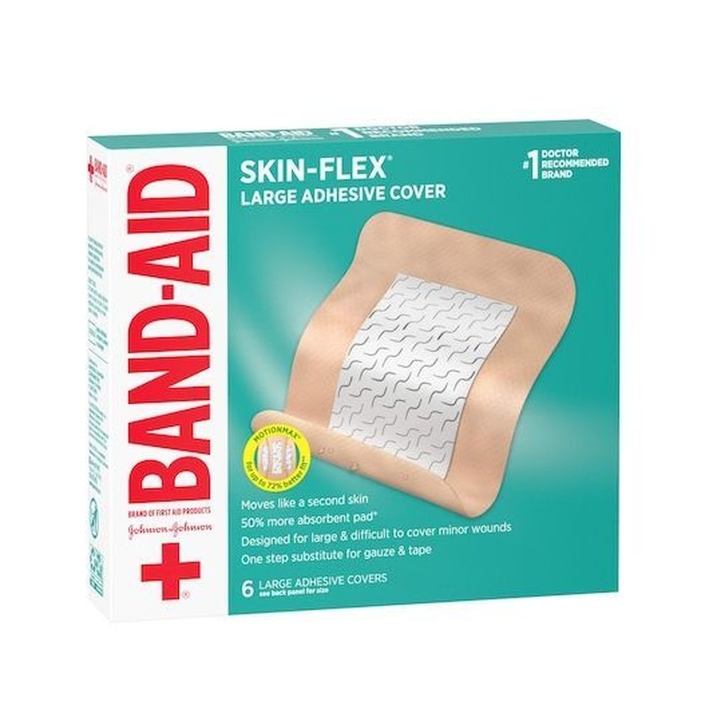 Band-Aid Skin-Flex Adhesive Large Flexible Wound Cover, 6 count -- 12 per case