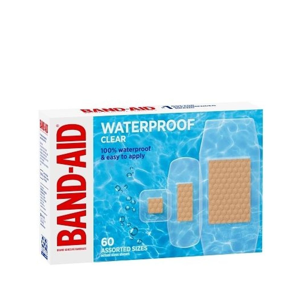 Band-Aid Assorted Size Waterproof Clear Adhesive Bandages, 60 count -- 24 per case