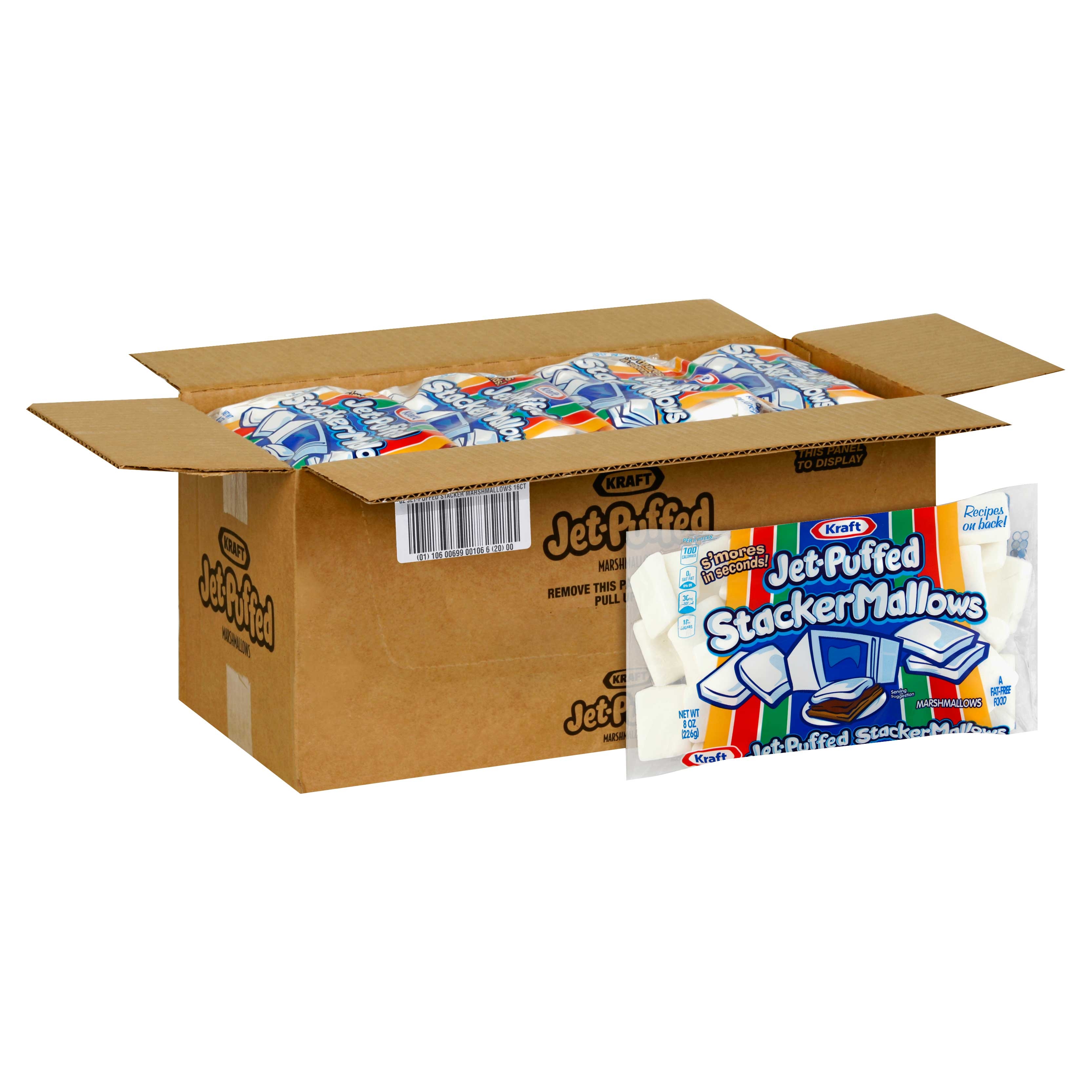Kraft Jet Puffed Stacker Marshmallow, 8 Ounce -- 16 per case.