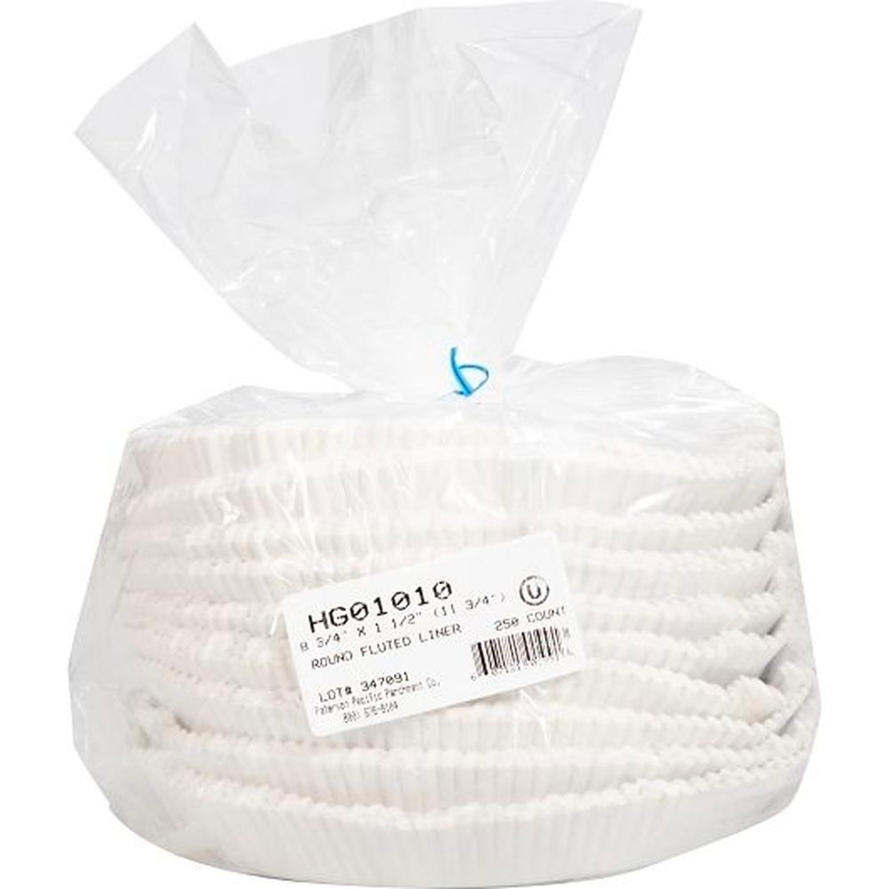 Paterson Round White Fluted Wax Cake Liner, 250 Count -- 4 Per Case
