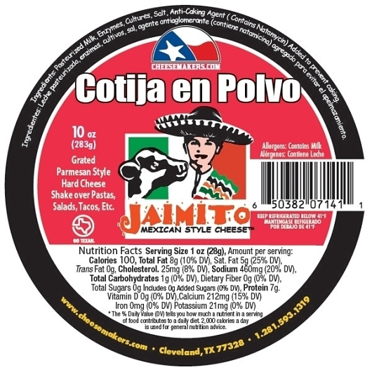 Jaimito Mexican Style Queso Cotija Crumbles, 10 Ounce -- 12 per case