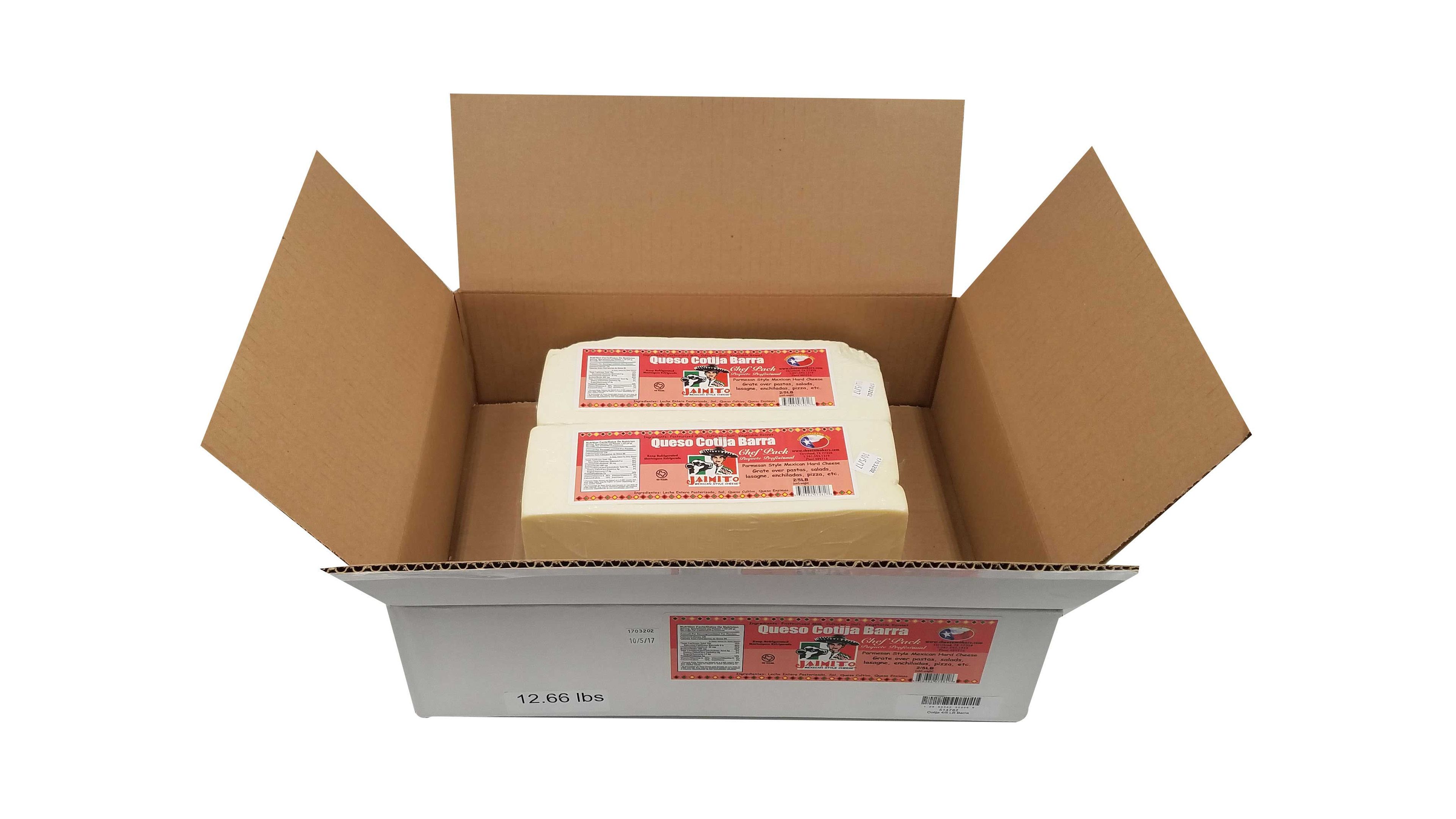 Jaimito Mexican Style Cotija Barra Cheese Loaf, 5 Pound -- 2 Per Case