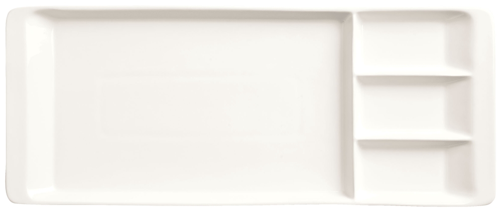 World Tableware Inc Chefs Selection Ultra Bright White 3 Well Tray -- 12 per case.