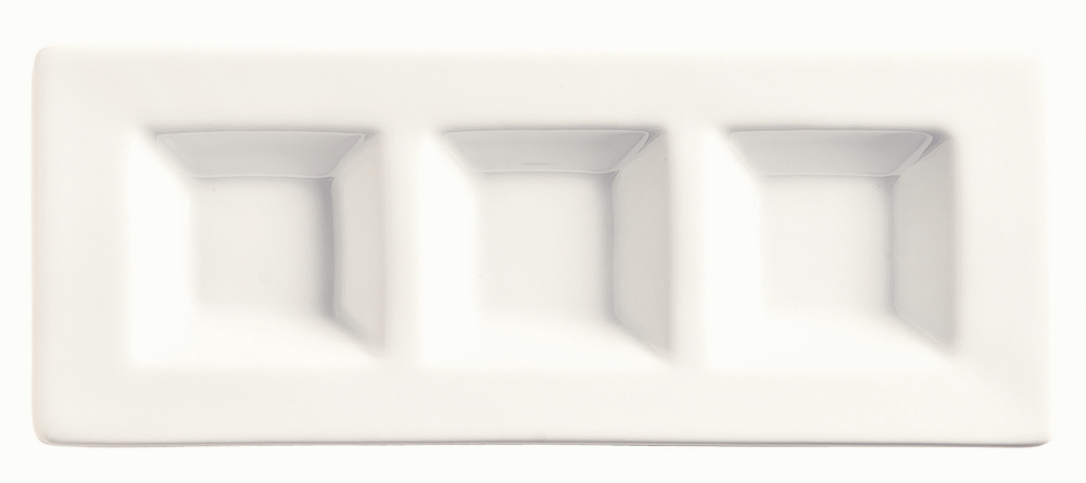 World Tableware Chefs Selection II Porcelain 3-Well Micro Tray, 2.5 x 1 inch -- 24 per case.